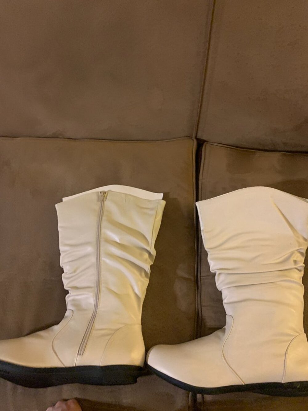 Comfortview Slouch Mid Calf Boots Winter White Flat Wide Width Size 10.5W NIB - Picture 6 of 9